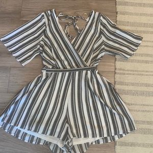 Black and white jump suit